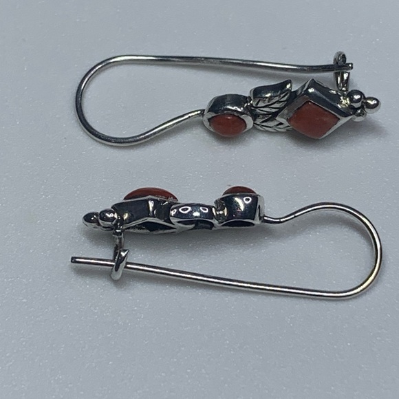 Silpada RARE HTF Sterling Silver Mediterranean Coral Vine French Wire Earrings - Picture 6 of 16